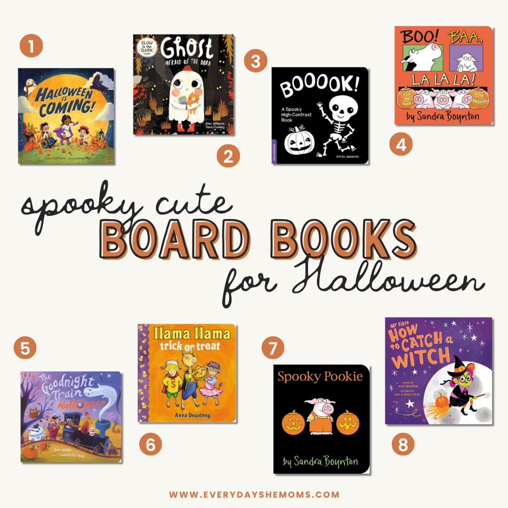a collection of eight of the best halloween themed board books for toddlers learning how to read